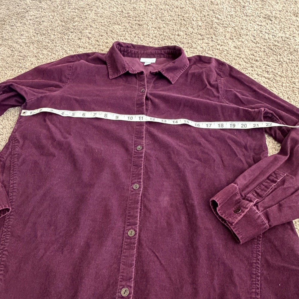 J. Jill Womens Corduroy Button Down Shirt Plum Purple‎ Cotton Tunic Top Medium - Picture 3 of 7